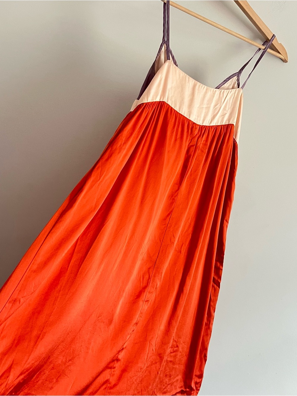 Velvet by Graham & Spencer Silk Orange Purple Colorblock Slip Dress Size Medium - Picture 8 of 10